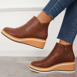 Avrielle – Womens Platform Ankle Boots With Zip