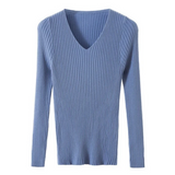 Ariel – Womens Slim Fit Ribbed V Neck Jumper