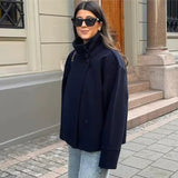 Women’s Short Coat – Double-Breasted with Buttons