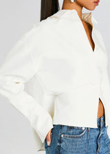 Damira - Draped Crepe Button Shirt