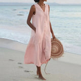 Julian – Summer V Neck Womens Midi Dress