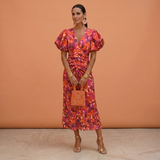 Lusinda – Elegant V Neck Puff Sleeve Spring Dress