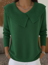 Claire – Womens V Neck Oversized Collar Sweater