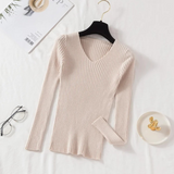Ariel – Womens Slim Fit Ribbed V Neck Jumper