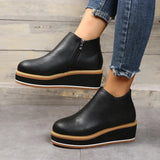 Avrielle – Womens Platform Ankle Boots With Zip