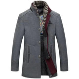 Alestan – Men’s Wool Winter Trench Coat with Detachable Scarf
