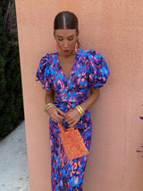 Lusinda – Elegant V Neck Puff Sleeve Spring Dress