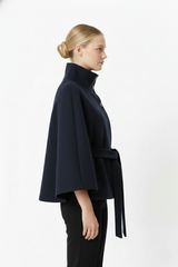 Valoria - Womens Wool Coat With High Collar And Belt