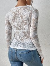 Elaraine – Women Lace V Neck Blouse
