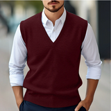 Men’s Sweater - Sleeveless Knit Pullover with V-Neck