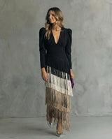 Levandra – Elegant Fringe Midi Dress
