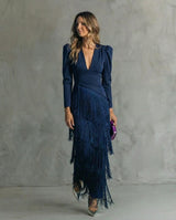 Levandra – Elegant Fringe Midi Dress