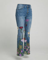 Elmirra - Womens Flared Jeans With Four Button Detail