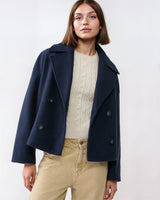 Mirella – Wool Blend Double-Breasted Short Coat for Women