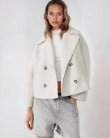Mirella – Wool Blend Double-Breasted Short Coat for Women