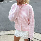 Julienne – Women's Striped Button Front Cardigan Sweater
