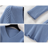 Ariel – Womens Slim Fit Ribbed V Neck Jumper