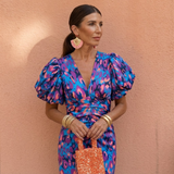 Lusinda – Elegant V Neck Puff Sleeve Spring Dress