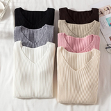Ariel – Womens Slim Fit Ribbed V Neck Jumper