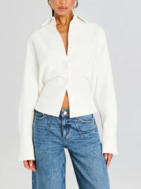 Damira - Draped Crepe Button Shirt