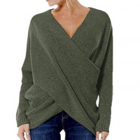 Elspeth – Womens Ribbed Wrap V Neck Jumper