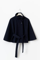 Valoria - Womens Wool Coat With High Collar And Belt