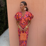 Lusinda – Elegant V Neck Puff Sleeve Spring Dress
