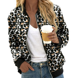 Kaelirra - Womens Leopard Print Bomber Jacket With Zip
