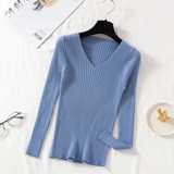 Ariel – Womens Slim Fit Ribbed V Neck Jumper