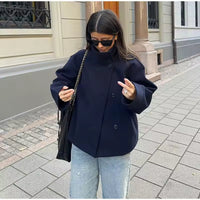 Women’s Short Coat – Double-Breasted with Buttons