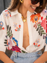 Feloura - Floral Print Short Sleeve Shirt