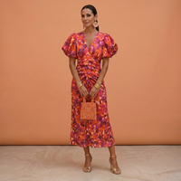Lusinda – Elegant V Neck Puff Sleeve Spring Dress