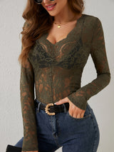 Elaraine – Women Lace V Neck Blouse