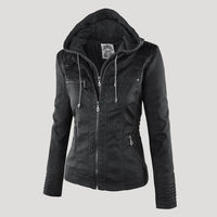 Ardena - Womens Weatherproof Faux Leather Jacket With Hood