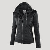 Ardena - Womens Weatherproof Faux Leather Jacket With Hood