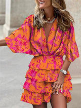 Elorise - Airy V Neck Ruffle Summer Dress