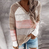 Solenne – Women’s Boho Knit Hoodie with V-Neck