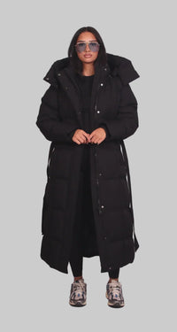 Selvine – Long Belted Puffer Coat for Women