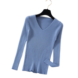Ariel – Womens Slim Fit Ribbed V Neck Jumper
