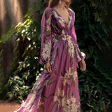 Sancha - Floral Maxi Dress With V Neck