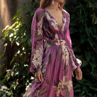Sancha - Floral Maxi Dress With V Neck