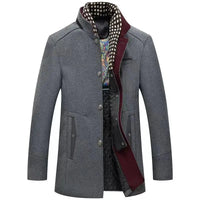Alestan – Men’s Wool Winter Trench Coat with Detachable Scarf