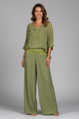 Viviane - Womens Chiffon Two Piece Wide Leg Set