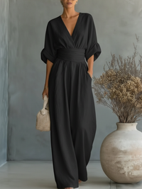 Elisira – Elegant V Neck Fluid Womens Jumpsuit