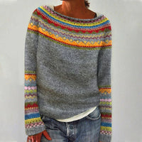 Orlienna – Women’s Knit Jumper with Colourful Ethnic Pattern