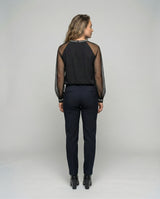 Elisandre - Sequin Mesh Top With Sheer Sleeves