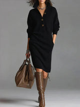 Lira - Womens Midi Dress Button Front Relaxed Fit