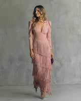 Levandra – Elegant Fringe Midi Dress