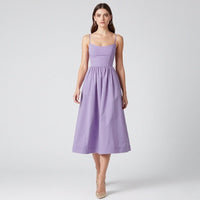 Barbra - Lilac Midi Dress Sweetheart Neck Full Skirt