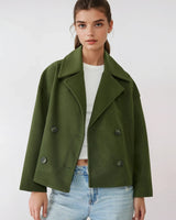 Mirella – Wool Blend Double-Breasted Short Coat for Women